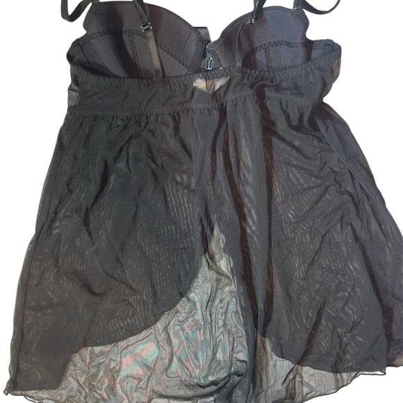 Black Chemise with Spaghetti Straps and Ruffle Hem - Picture 3 of 4